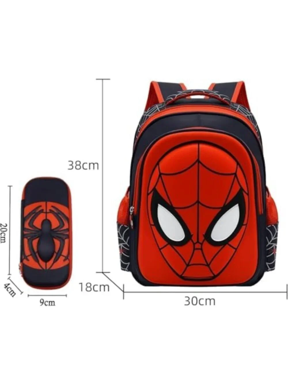 3D Cartoon Spider School Backpack & Pencil Case - Waterproof, Large Capacity